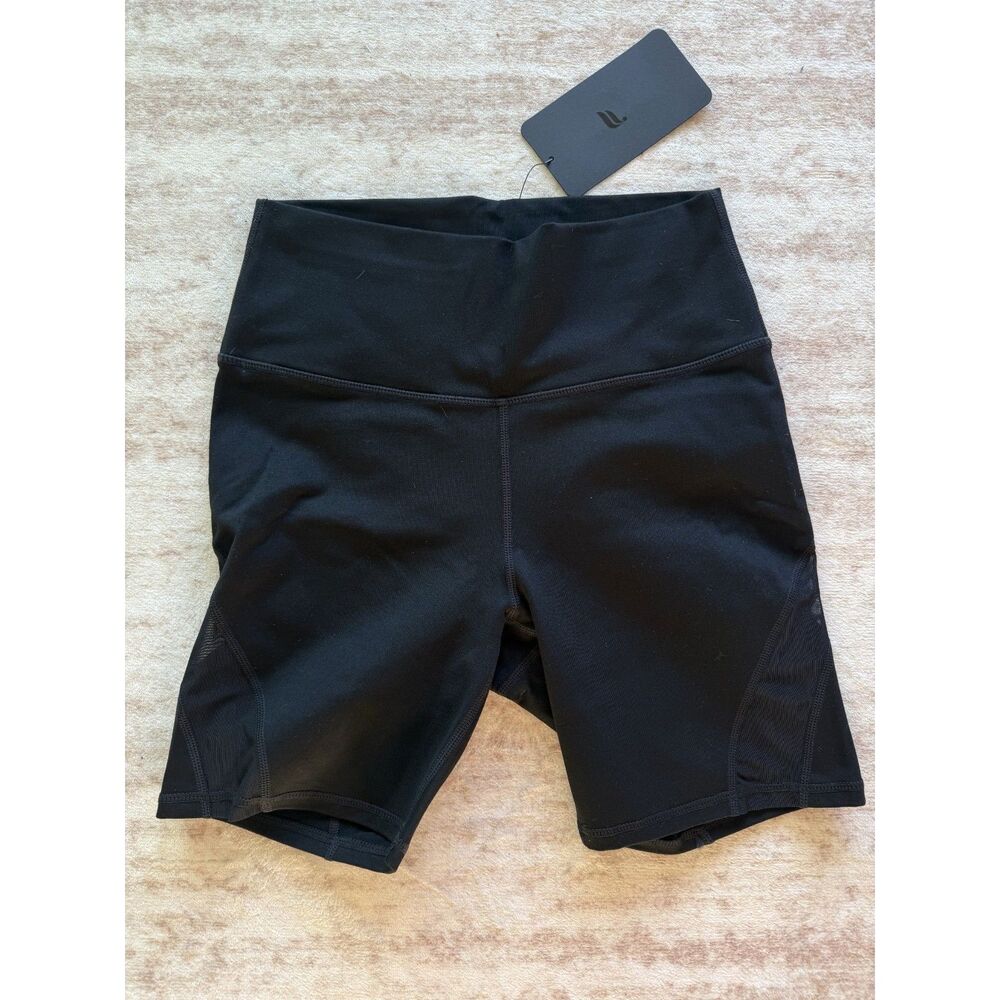 NWT Fabletics Define High Waisted Mesh 6" Shorts Black S
